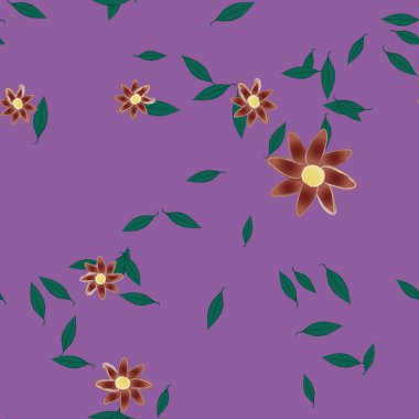 Yapraklı çiçek yapraklarının vektör çizimi, botanik arka plan