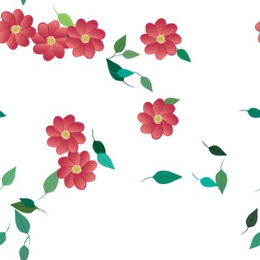 Yapraklı çiçek yapraklarının vektör çizimi, botanik arka plan