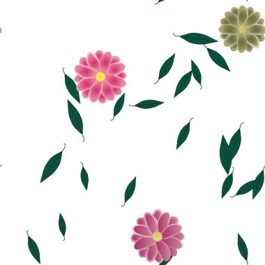 Yapraklı çiçek yapraklarının vektör çizimi, botanik arka plan