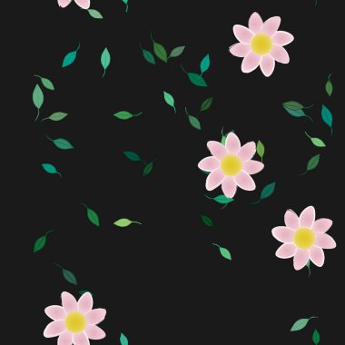 Yapraklı çiçek yapraklarının vektör çizimi, botanik arka plan