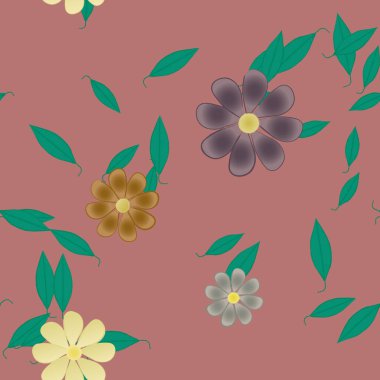 Yapraklı çiçek yapraklarının vektör çizimi, botanik arka plan