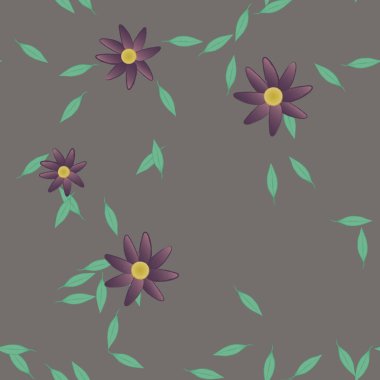 Yapraklı çiçek yapraklarının vektör çizimi, botanik arka plan