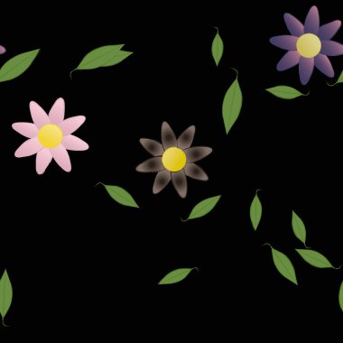 Yapraklı çiçek yapraklarının vektör çizimi, botanik arka plan