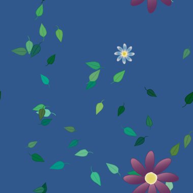 Yapraklı çiçek yapraklarının vektör çizimi, botanik arka plan