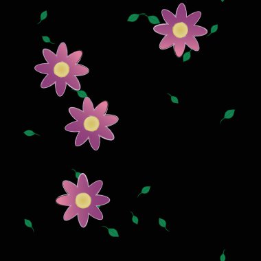 Yapraklı çiçek yapraklarının vektör çizimi, botanik arka plan