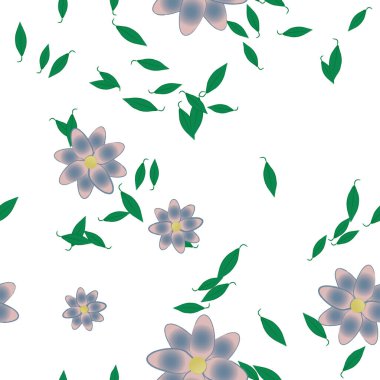 Yapraklı çiçek yapraklarının vektör çizimi, botanik arka plan