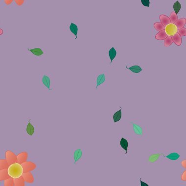 Yapraklı çiçek yapraklarının vektör çizimi, botanik arka plan