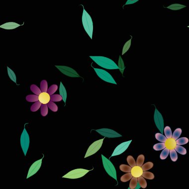 Yapraklı çiçek yapraklarının vektör çizimi, botanik arka plan