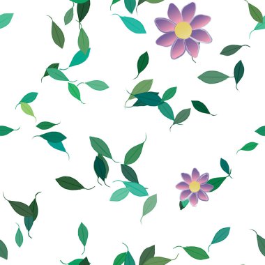 Yapraklı çiçek yapraklarının vektör çizimi, botanik arka plan