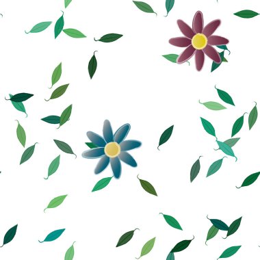 Yapraklı çiçek yapraklarının vektör çizimi, botanik arka plan