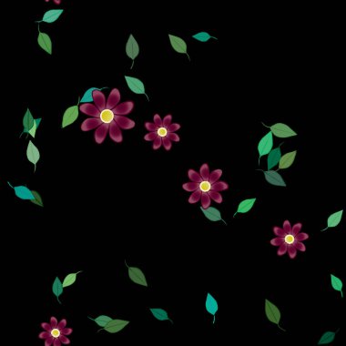 Yapraklı çiçek yapraklarının vektör çizimi, botanik arka plan