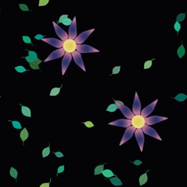 Yapraklı çiçek yapraklarının vektör çizimi, botanik arka plan