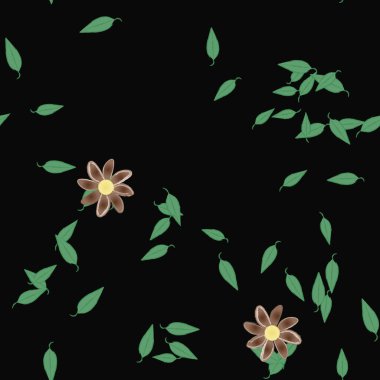 Yapraklı çiçek yapraklarının vektör çizimi, botanik arka plan