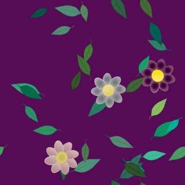 Yapraklı çiçek yapraklarının vektör çizimi, botanik arka plan