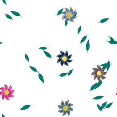 Yapraklı çiçek yapraklarının vektör çizimi, botanik arka plan