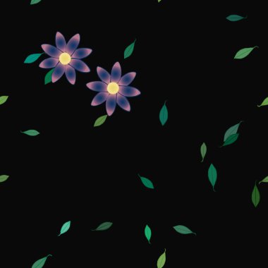 Yapraklı çiçek yapraklarının vektör çizimi, botanik arka plan