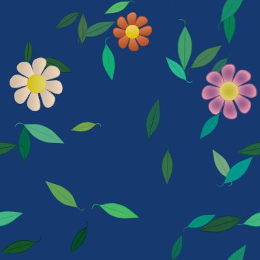 Yapraklı çiçek yapraklarının vektör çizimi, botanik arka plan