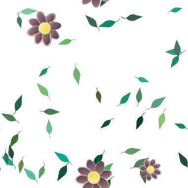Yapraklı çiçek yapraklarının vektör çizimi, botanik arka plan
