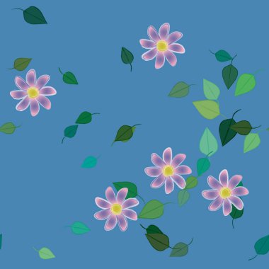 Yapraklı çiçek yapraklarının vektör çizimi, botanik arka plan