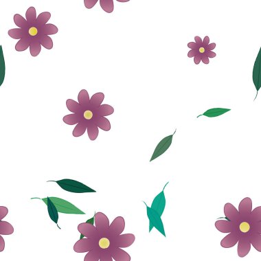 Yapraklı çiçek yapraklarının vektör çizimi, botanik arka plan