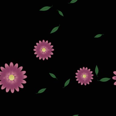 Yapraklı çiçek yapraklarının vektör çizimi, botanik arka plan