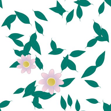 Yapraklı çiçek yapraklarının vektör çizimi, botanik arka plan