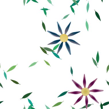 Yapraklı çiçek yapraklarının vektör çizimi, botanik arka plan