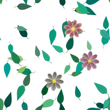 Yapraklı çiçek yapraklarının vektör çizimi, botanik arka plan