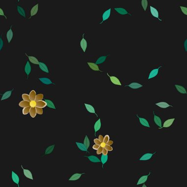 Yapraklı çiçek yapraklarının vektör çizimi, botanik arka plan