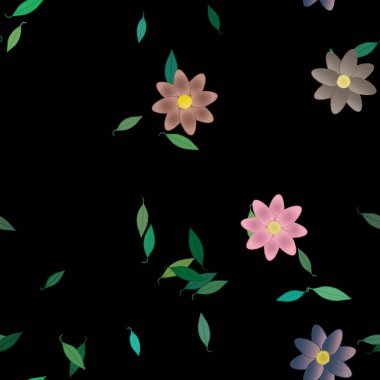 Yapraklı çiçek yapraklarının vektör çizimi, botanik arka plan