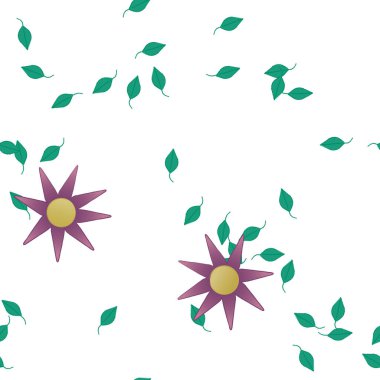 Yapraklı çiçek yapraklarının vektör çizimi, botanik arka plan