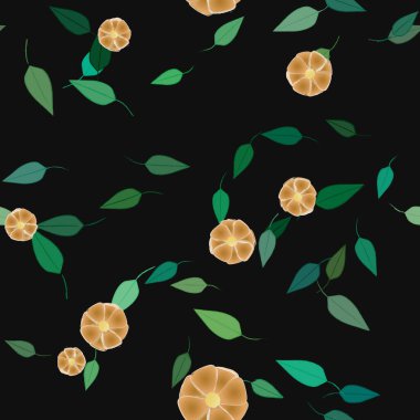 Yapraklı çiçek yapraklarının vektör çizimi, botanik arka plan