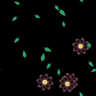 Yapraklı çiçek yapraklarının vektör çizimi, botanik arka plan