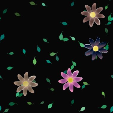 Yapraklı çiçek yapraklarının vektör çizimi, botanik arka plan