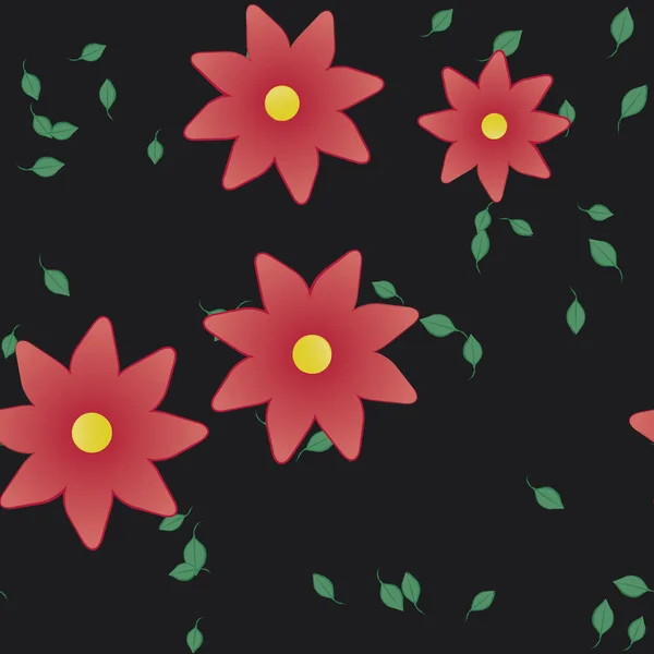 Vector Ilustración Flores Verano Pétalos Con Hojas Fondo Botánico — Archivo Imágenes Vectoriales