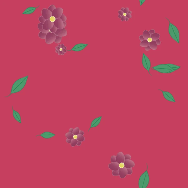 Vector Ilustración Flores Verano Pétalos Con Hojas Fondo Botánico — Vector de stock