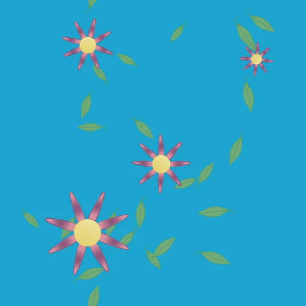 Vector Ilustración Flores Verano Pétalos Con Hojas Fondo Botánico — Archivo Imágenes Vectoriales