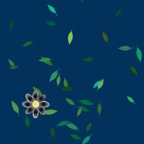 Illustration Vectorielle Pétales Fleurs Été Avec Feuilles Fond Botanique — Image vectorielle