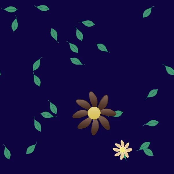 Illustration Vectorielle Pétales Fleurs Été Avec Feuilles Fond Botanique — Image vectorielle