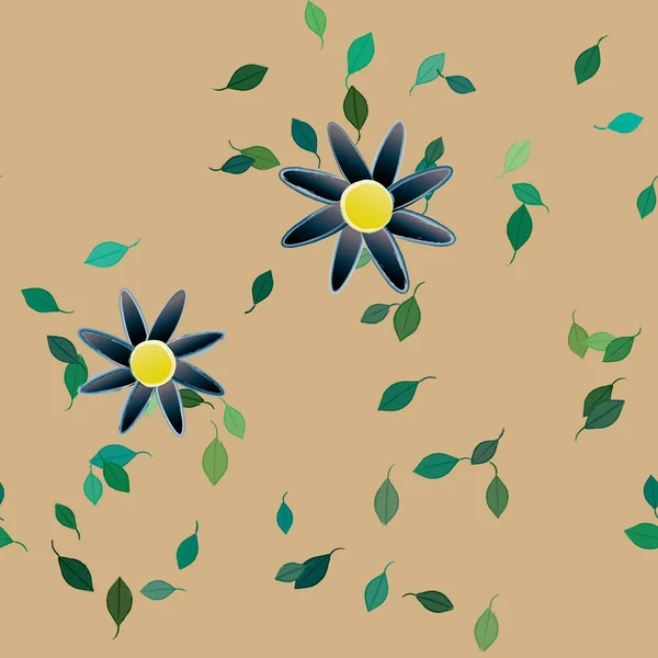 Vektor Illustration Sommar Blommor Kronblad Med Blad Botanisk Bakgrund — Stock vektor