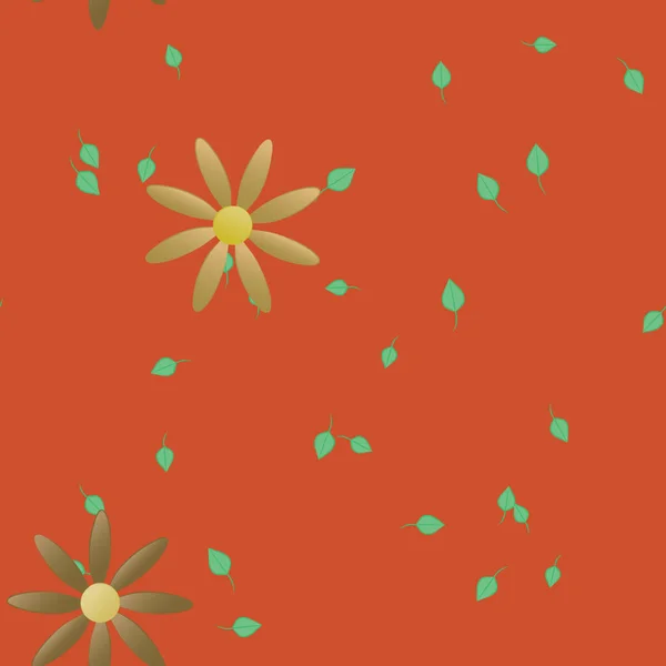 Vector Ilustración Flores Verano Pétalos Con Hojas Fondo Botánico — Vector de stock