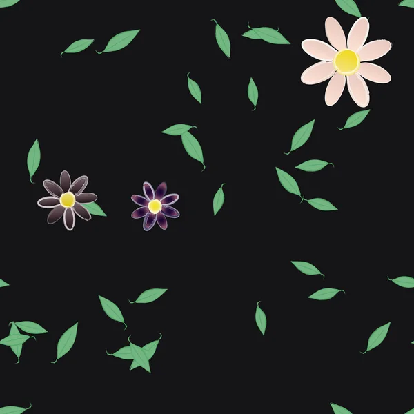 Vector Ilustración Flores Verano Pétalos Con Hojas Fondo Botánico — Archivo Imágenes Vectoriales
