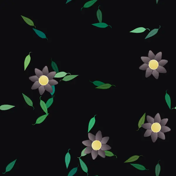 Vector Ilustración Flores Verano Pétalos Con Hojas Fondo Botánico — Archivo Imágenes Vectoriales