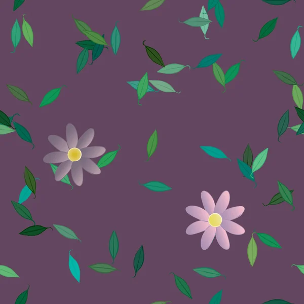 Illustration Vectorielle Pétales Fleurs Été Avec Feuilles Fond Botanique — Image vectorielle