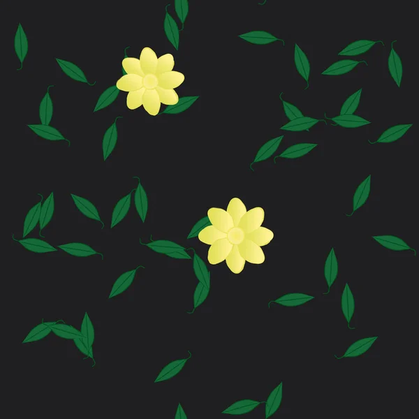 Illustration Vectorielle Pétales Fleurs Été Avec Feuilles Fond Botanique — Image vectorielle