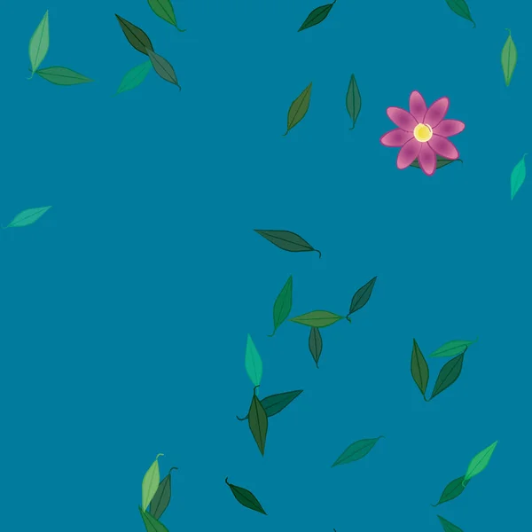 Vector Ilustración Flores Verano Pétalos Con Hojas Fondo Botánico — Archivo Imágenes Vectoriales