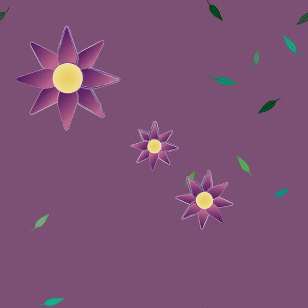 Illustration Vectorielle Pétales Fleurs Été Avec Feuilles Fond Botanique — Image vectorielle