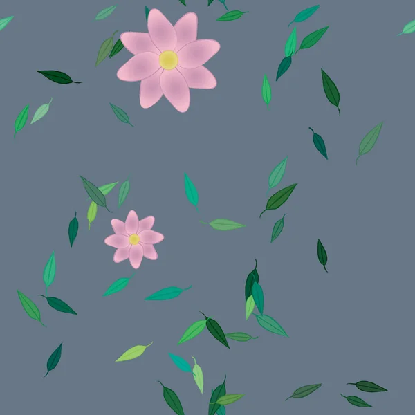 Illustration Vectorielle Pétales Fleurs Été Avec Feuilles Fond Botanique — Image vectorielle