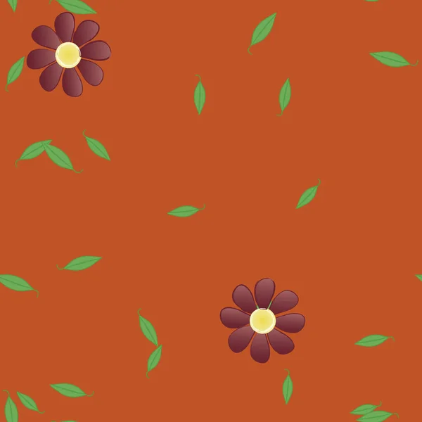 Vector Ilustración Flores Verano Pétalos Con Hojas Fondo Botánico — Vector de stock