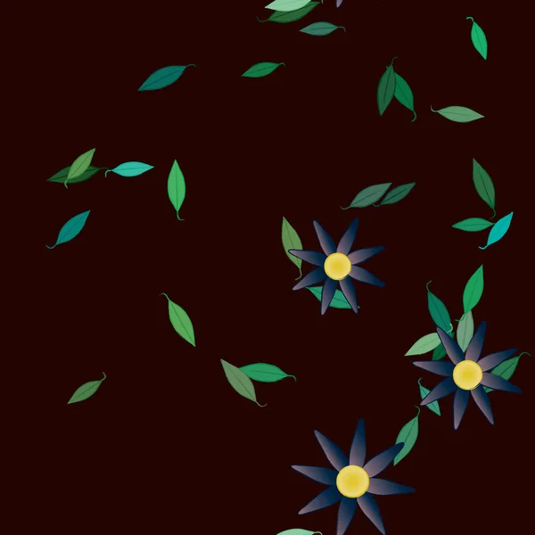 Vector Ilustración Flores Verano Pétalos Con Hojas Fondo Botánico — Archivo Imágenes Vectoriales